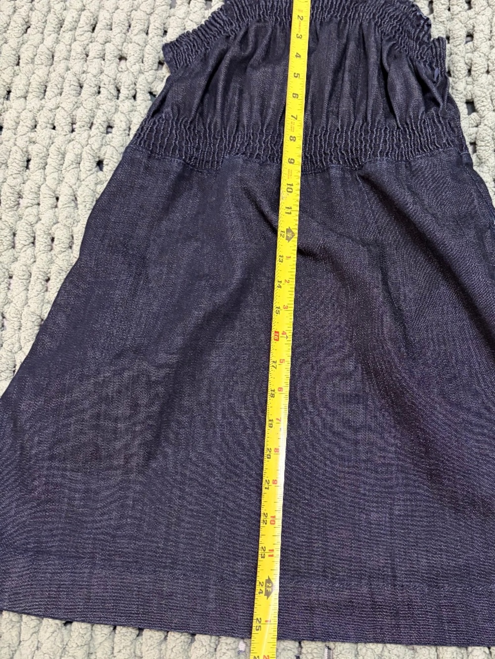 For All Mankind Stretch Denim Mini Dress Smocked Top – Size S (Est.) - Picture 11 of 12